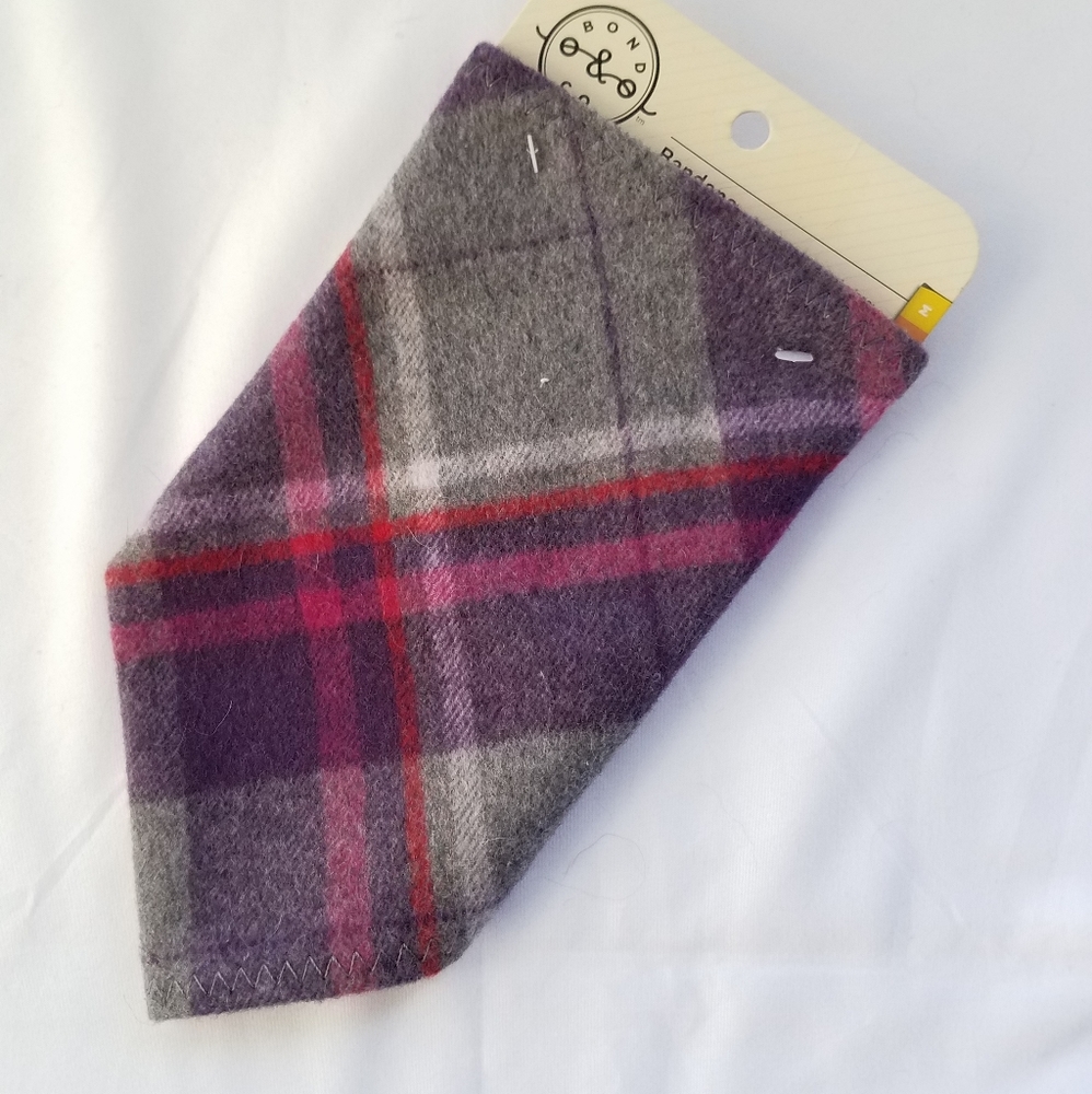 Purple plaid bandana for dogs - Picture 2 of 4